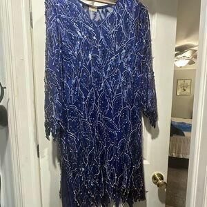 EUC VINTAGE Elegant Blue Sequin Dress
